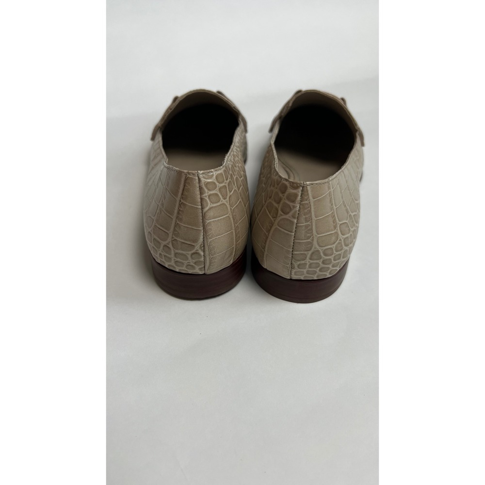 Tory Burch Georgia Sand Croc Embossed Leather Loafers Square Toe 83320 Size 10M - Picture 4 of 9